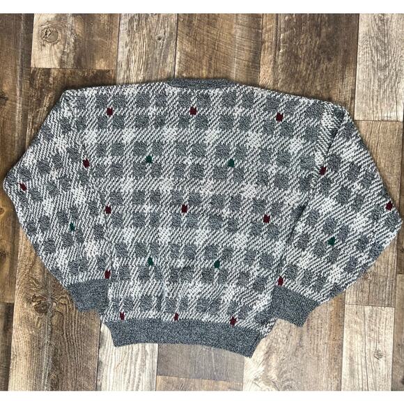 Vintage 90s Grandpa Dad Geometric Crewneck Sweater Mcgregor Size XL Gray White - Picture 4 of 8